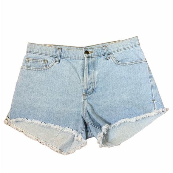American Apparel High Rise Raw Hem Jean Shorts